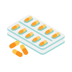 Capsules Strip   Isometric Vector Illustration 