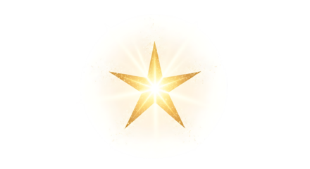 Estrela dourada isolada no fundo branco, um ícone de Natal e celebração, com forma de cinco pontas e efeito de brilho 3D