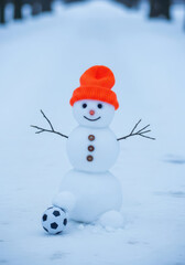 Fun Orange Hat Snowman in Perfect Winter Snow Conditions - Orange for Hunter Hunting Safety