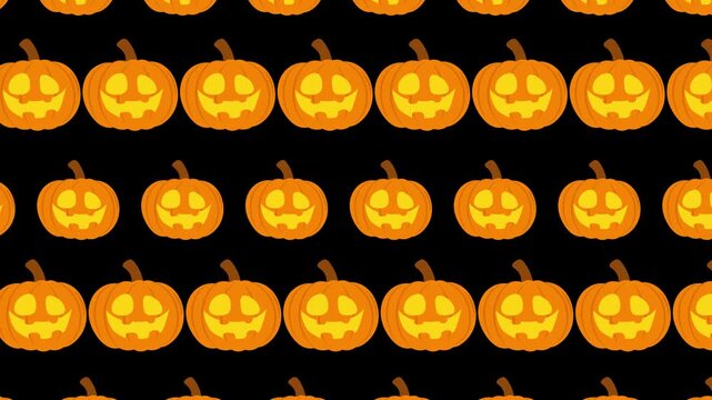 Halloween pumpkin pattern on black background.