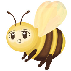 Cute chubby honey bee with Flower like-pupils and pastel colored-wings 132 dpi