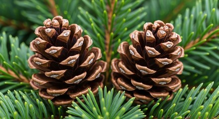 Pinecones and Needles Evergreen Forest Winter Holiday Season