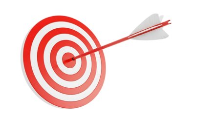 Dardo vermelho atingindo o centro do alvo em conceito de sucesso e precisão nos negócios