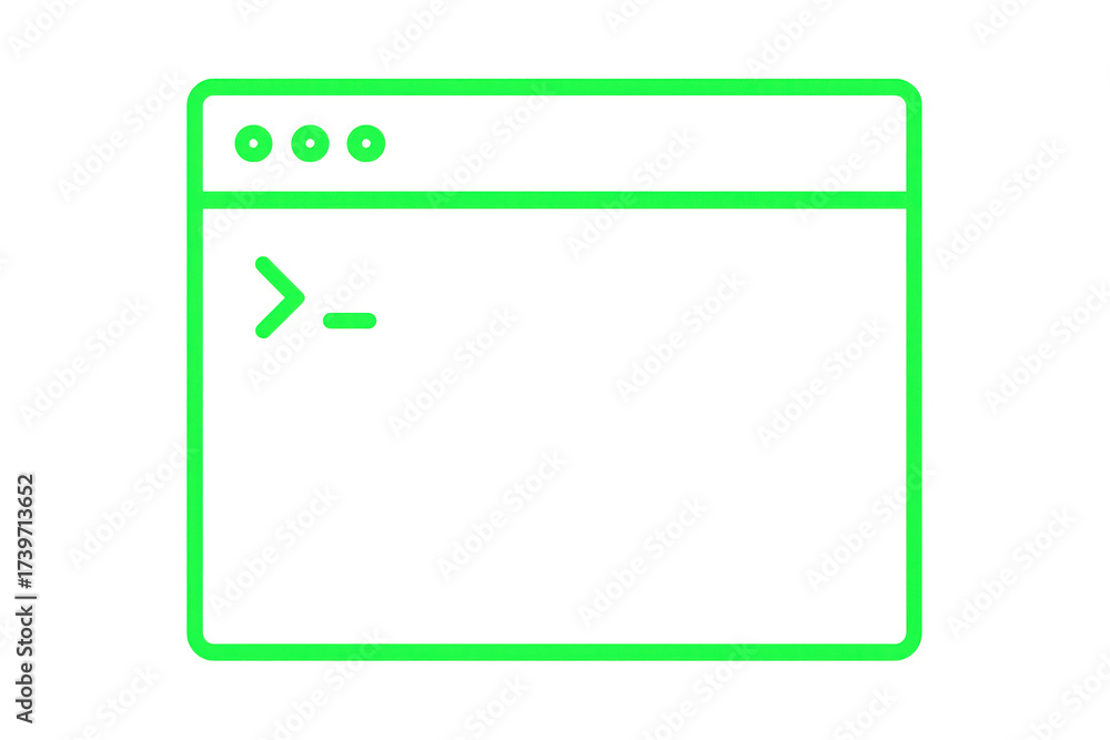 Wall mural green coding terminal icon isolated on transparent background for web design