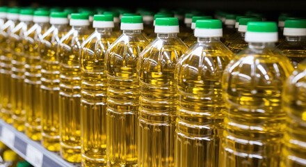 Cooking Oil Bottles on Supermarket Shelf Grocery Shopping