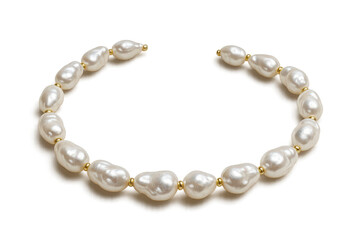 Obraz premium Elegant baroque pearl necklace, isolated on transparent background, jewelry