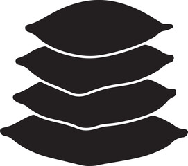  a stack of pillows with smooth edges with a white background