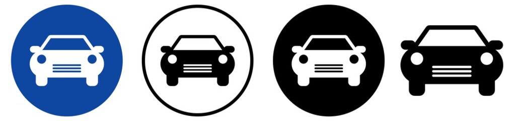Obraz premium Car Icon set. Transport sign. Vehicle, auto symbol collection with transparent background. Automobile silhouette front view.