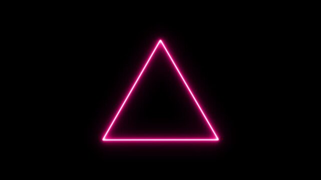 Abstract neon light line triangle running animation on the black background. Neon glowing magenta color environment triangle frame icon motion video design. - Powered by Adobe