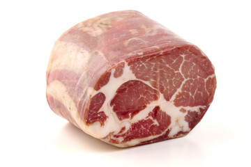 Capocollo meat, isolated on white background