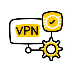 VPN Settings Configuration with Gear Icon For Web And Graphic Design