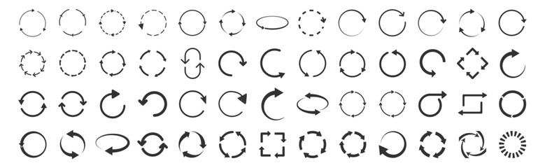 Obraz premium Circle arrow icons. Refresh, reload, recycle and rotation symbols on transparent background