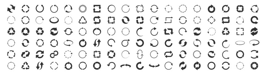 Obraz premium Circle arrow icons. Refresh, reload, recycle and rotation symbols on transparent background