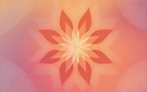 A soft, abstract floral design, featuring a central starburst motif on a gradient background