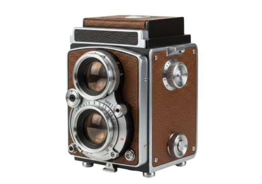 Isolated twin lens reflex camera for photography enthusiasts and retro style lovers