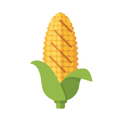 Obraz premium Illustration of a grilled corn on the cob with green husks.