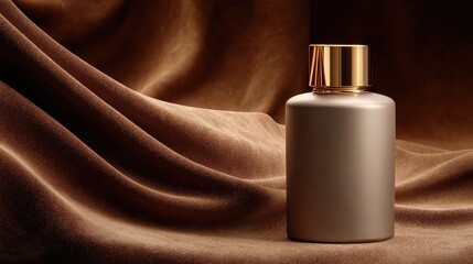 Naklejka premium Elegant perfume bottle with gold top on luxurious velvet