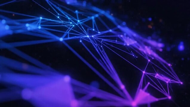 Abstract digital network connections in purple and blue tones  