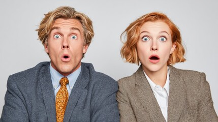 Deux collègues surpris avec une expression choquée