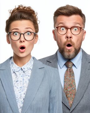 Deux coll&egrave;gues surpris avec une expression choqu&eacute;e