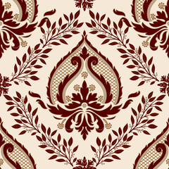 Damask modern seamless pattern element. Vintage classical old fashioned damask ornament, seamless texture for wallpapers, textile.
