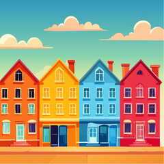 Fototapeta premium Row of colorful houses, vibrant colored facades
