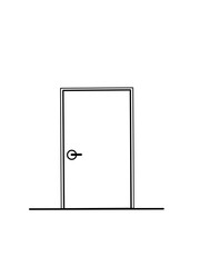 Vertical white background with simple icon of a door.