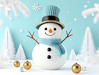 Winter Wonderland: A 3D Snowman's Charm