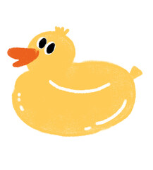 Crayon style drawing of a cute yellow rubber duck.
