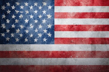 Vintage American Flag With Worn Texture and Faded Colors