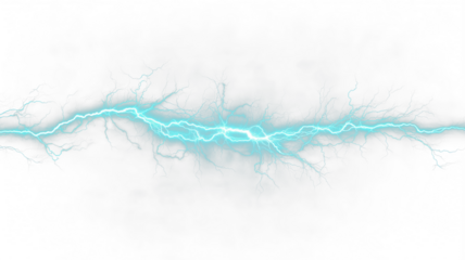 Powerful lightning strike PNG. Vertical blue thunder bolt.