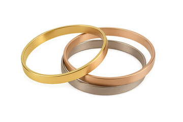 Brushed metal rings isolated on transparent background, elegant jewelry.
