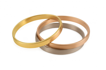 Brushed metal rings isolated on transparent background, elegant jewelry.