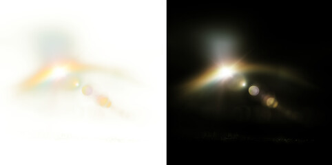 Soft lens flare with rainbow haze PNG. Abstract light leak overlay