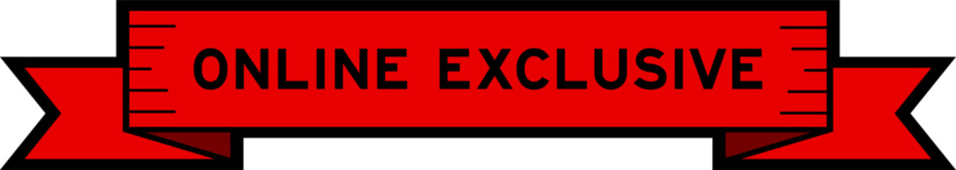 Ribbon label banner with word member exclusive in red color on white background