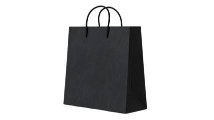 blank black shopping bag template isolated on transparent white background