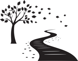  Forest Autumn Path Silhouette Vector Illustration
