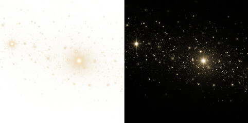 Golden stars and glitter dust PNG. Magic sparkle overlay effect.