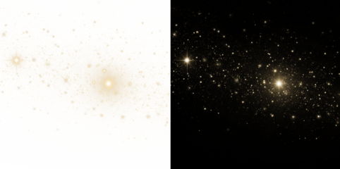 Golden stars and glitter dust PNG. Magic sparkle overlay effect.