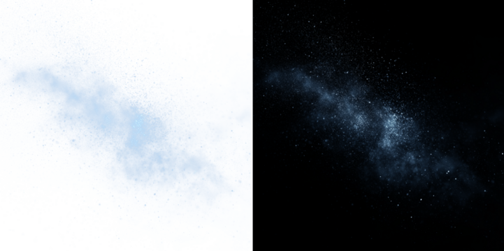 Blue cosmic dust cloud PNG. Abstract nebula particle effect.