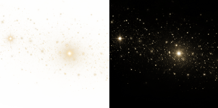 Golden stars and glitter dust PNG. Magic sparkle overlay effect.