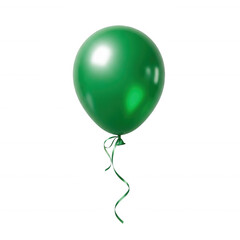 Green balloon with ribbon isolated on a transparent background