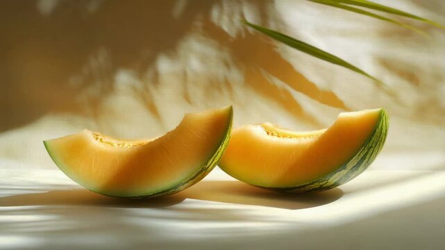 selective focus sweet melons in sunlight