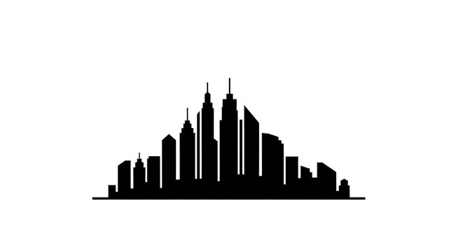 Fototapeta Silhouette city skyline urban architecture illustration