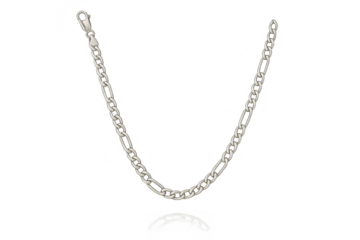 Elegant silver figaro chain necklace isolated on transparent background