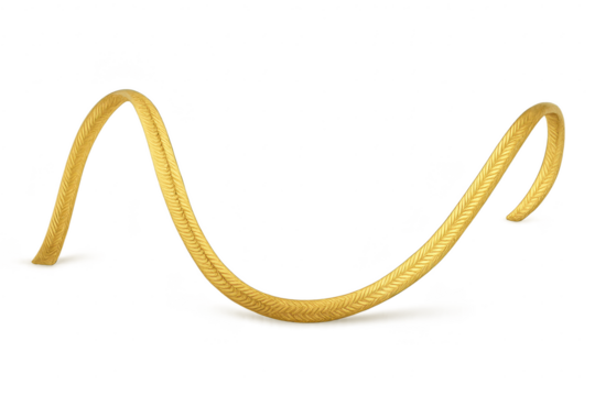 Elegant gold braided rope trim isolated on transparent background, decorative