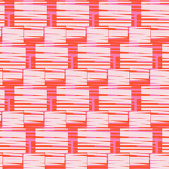 Seamless abstract vector pattern with hand drawn brush stroke rectangles in pink and red tones. Modern geometric background for fabric, wrapping, wallpaper, and decor.