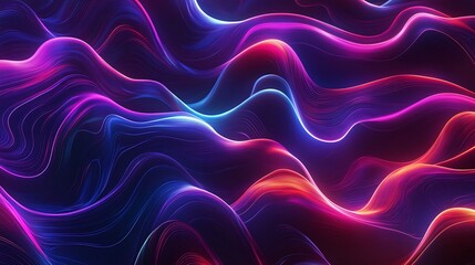 Obraz premium Glowing Neon Abstract Waves: The image showcases a vibrant, dynamic abstract composition of neon-colored waves, offering a visually captivating and energetic feel.