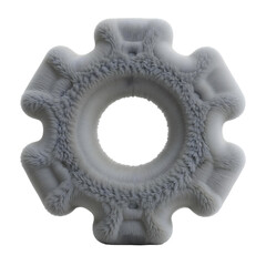 Plush gear wheel, isolated on transparent background