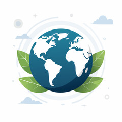 Naklejka premium Illustration of Earth with leaves, symbolizing environmental awareness and conservation.